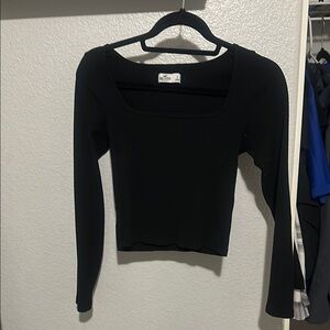 Hollister Black Long Sleeve Fitted Crop Bodysuit